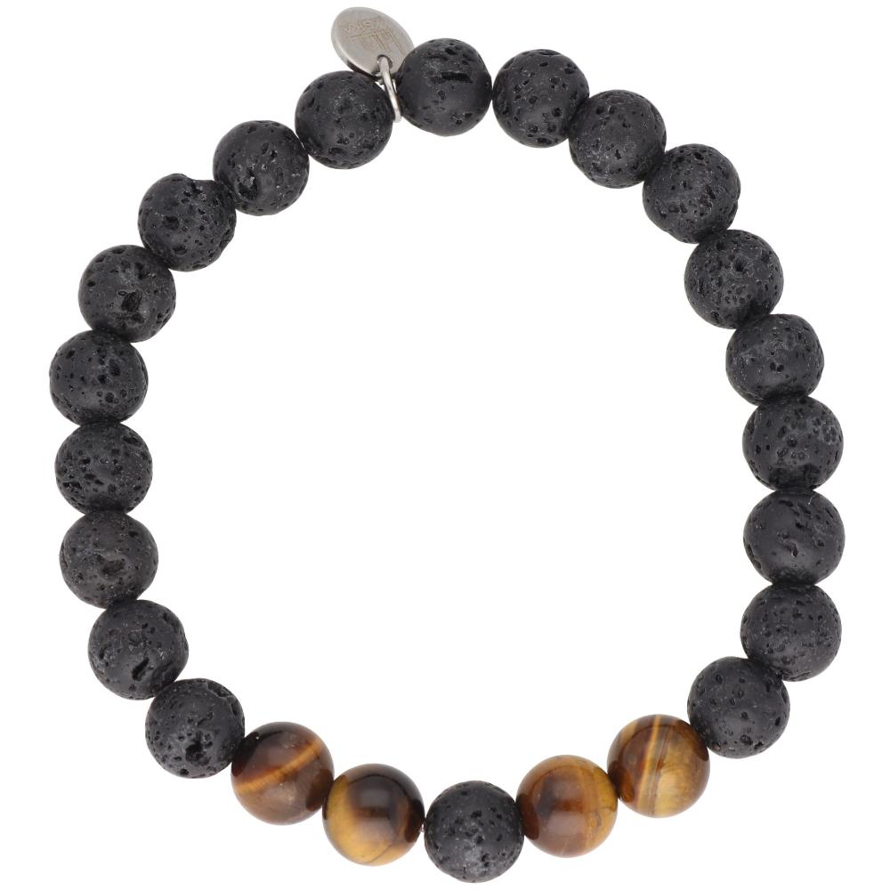 BRACELET Men's LISKA from Stainless Steel with Tiger's Eye Stones BALI031BR-8LV