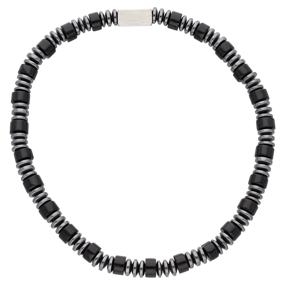 BRACELET Men's LISKA from Stainless Steel with Black Agate BALI064BR-B