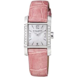 BAUME & MERCIER Diamant 22mm Silver Stainless Steel Pink Leather Strap MOA08667 - 7813