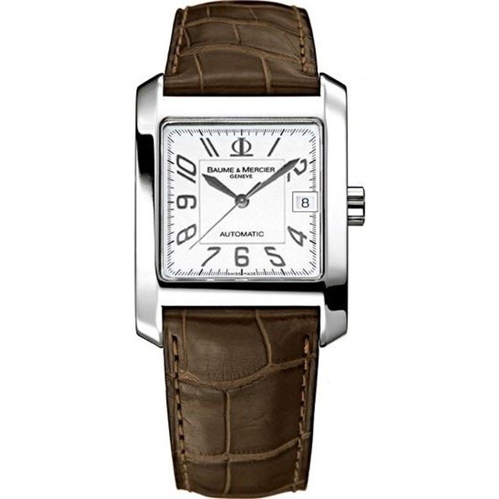 BAUME & MERCIER Hampton 45 x 35mm Silver Stainless Steel Brown Leather Strap MOA08606