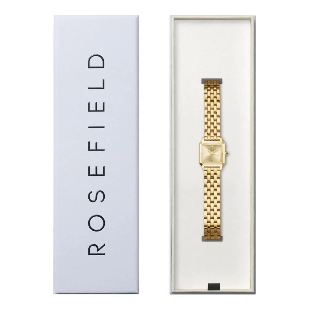 ROSEFIELD The Boxelle Champagne Sunray Dial 19.5 x19.5mm Gold Stainless Steel Bracelet BCGSG-B04