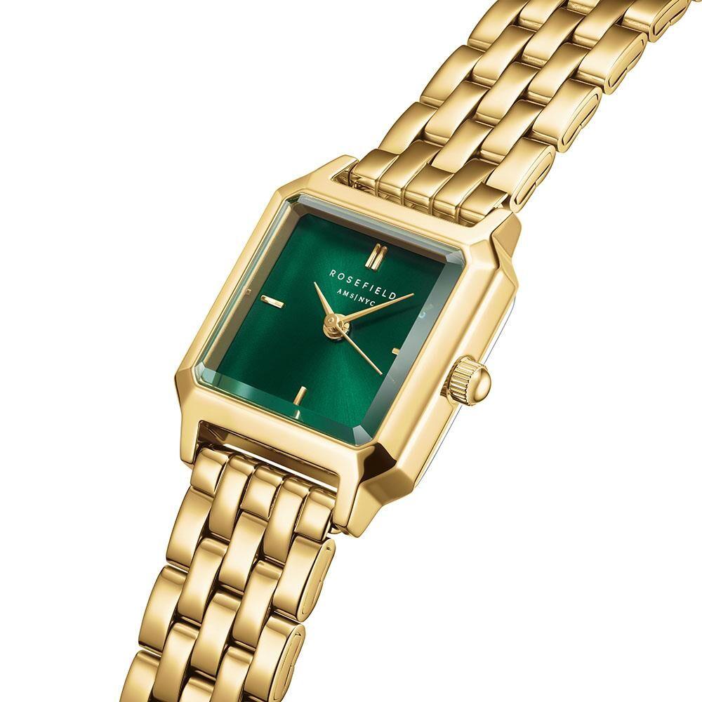 ROSEFIELD The Boxelle Green Emerald Sunray 19.5 x19.5mm Gold Stainless Steel Bracelet BEGSG-B05