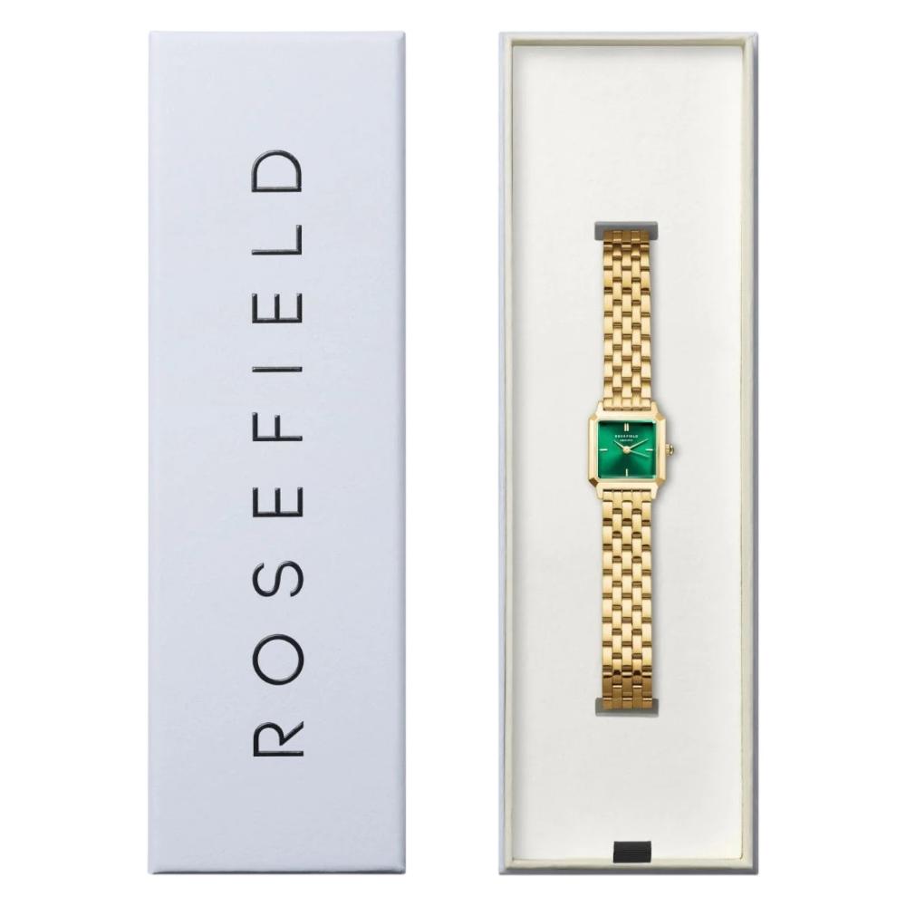 ROSEFIELD The Boxelle Green Emerald Sunray 19.5 x19.5mm Gold Stainless Steel Bracelet BEGSG-B05