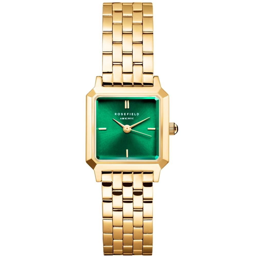 ROSEFIELD The Boxelle Green Emerald Sunray 19.5 x19.5mm Gold Stainless Steel Bracelet BEGSG-B05