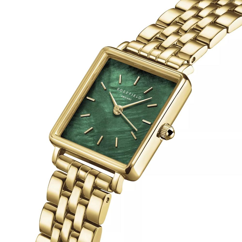 ROSEFIELD The Boxy XS Emerald Dial 22 x 24mm Gold Stainless Steel Bracelet BEGSG-Q050