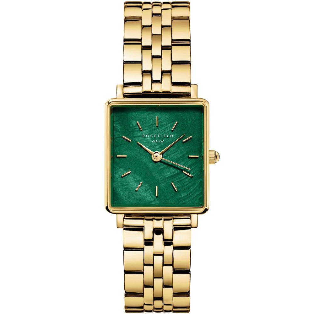 ROSEFIELD The Boxy XS Emerald Dial 22 x 24mm Gold Stainless Steel Bracelet BEGSG-Q050