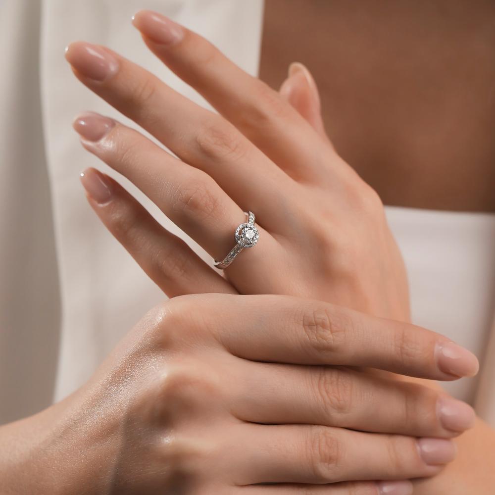 ΔΑΧΤΥΛΙΔΙ Ροζέτα SENZIO Collection Λευκό Χρυσό Κ18 με 0.32ct. Διαμάντι BLVD12388
