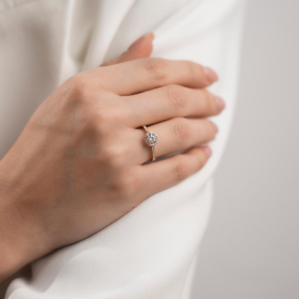 RING Halo SENZIO Collection Yellow Gold K18 with 0.50ct. Brilliant Cut Diamond BLVD12389