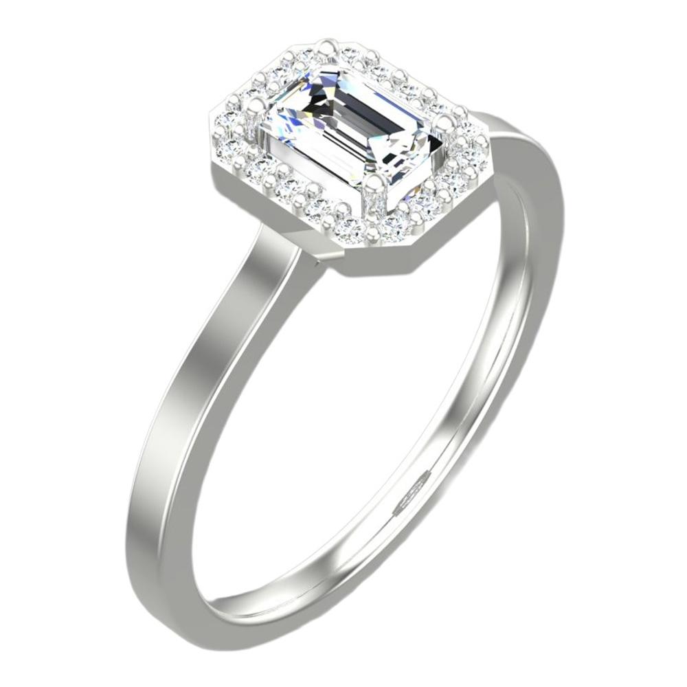 ΔΑΧΤΥΛΙΔΙ Ροζέτα SENZIO Collection Λευκό Χρυσό Κ18 με 0.50ct. Emerald Cut Διαμάντι BLVD12392