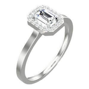 ΔΑΧΤΥΛΙΔΙ Ροζέτα SENZIO Collection Λευκό Χρυσό Κ18 με 0.50ct. Emerald Cut Διαμάντι BLVD12392 - 61867