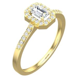 ΔΑΧΤΥΛΙΔΙ Ροζέτα SENZIO Collection Κίτρινο Χρυσό Κ18 με 0.34ct. Emerald Cut Διαμάντι BLVD12393 - 61817