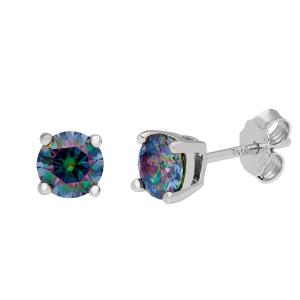 BRIZZLING EARRINGS Single Stone Silver 925° with Moissanite Diamonds BME2008-D5 - 53070