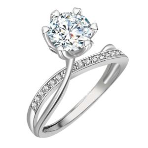 BRIZZLING RING Single Stone Silver 925° with Moissanite Diamonds BMR049.14 - 53193