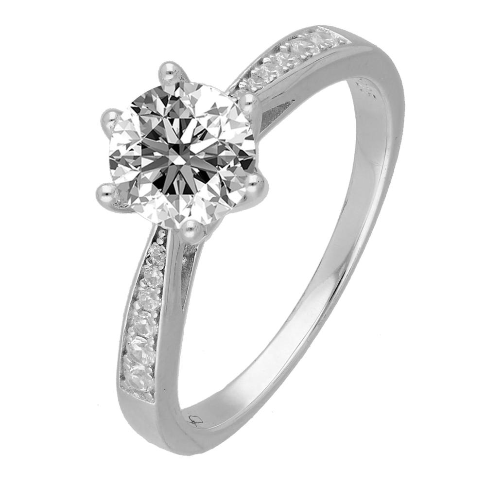 BRIZZLING RING Single Stone Silver 925° with Moissanite Diamonds BMR132.14