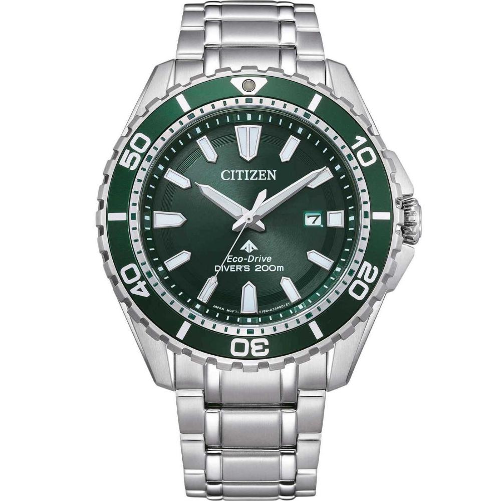 CITIZEN Promaster Marine Eco-Drive Green Dial 44.5mm Silver Stainless Steel Bracelet BN0199-53X