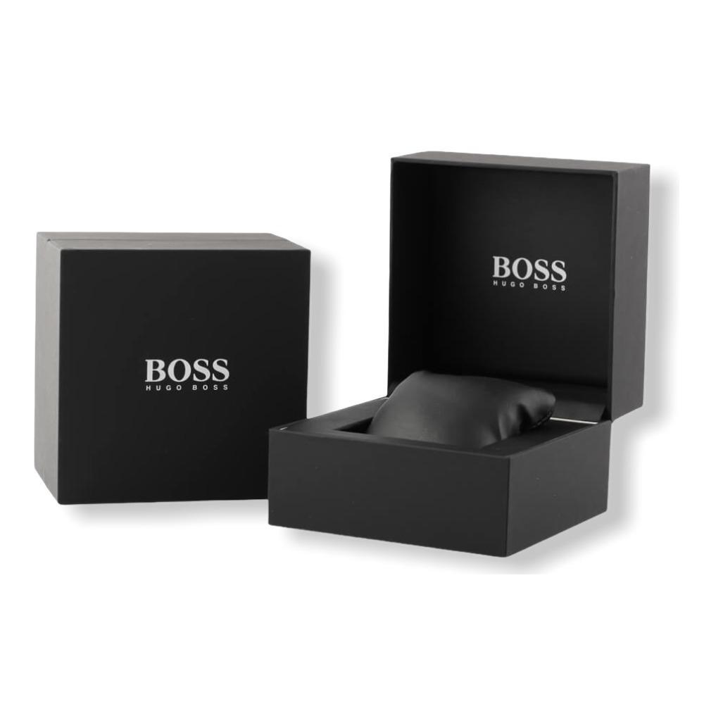 HUGO BOSS Santiago Dual-Time Multifunction 44mm Silver Stainless Steel Brown Leather Strap 1513860