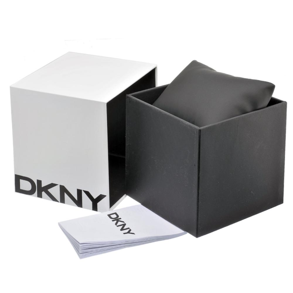 DKNY Three Hands 43mm Black Stainless Steel Brown Leather Strap NY1435