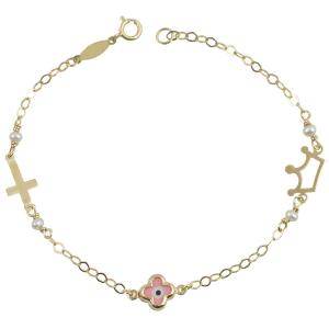 BRACELET Crown BabyJewels K9 in Yellow Gold with Pearls BP0127Υ.Κ9 - 44135