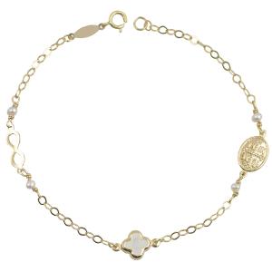 BRACELET BabyJewels K9 in Yellow Gold with Christian Charm and Pearls BP0129Y.K9 - 44207