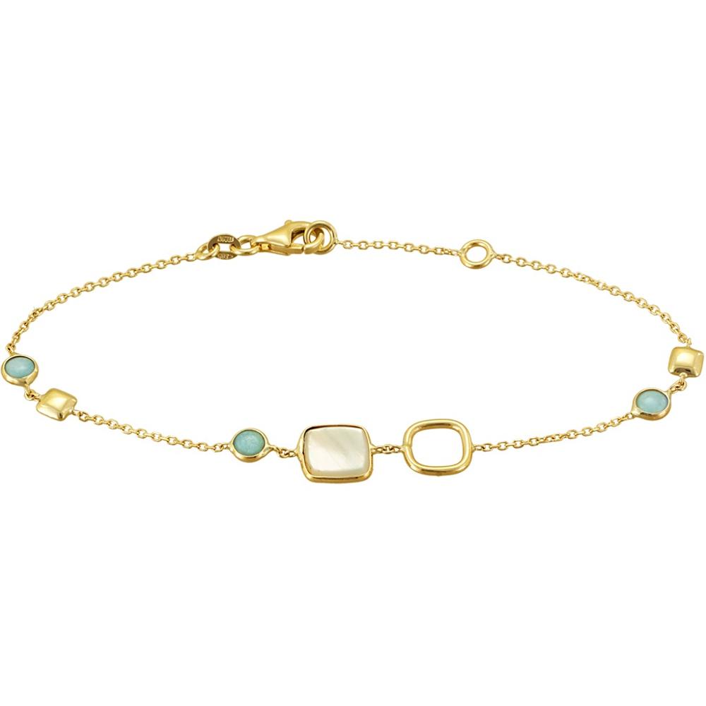 BRACELET SENZIO Collection Yellow Gold 14K with Mothe of Pearl and Blue Quartz BR.OR56