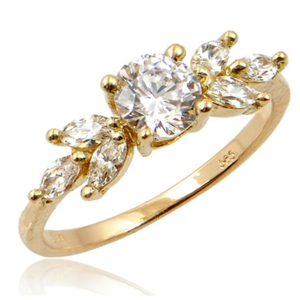 RING Full Stones SENZIO Yellow Gold K14 with Zircon Stones BR0095Y