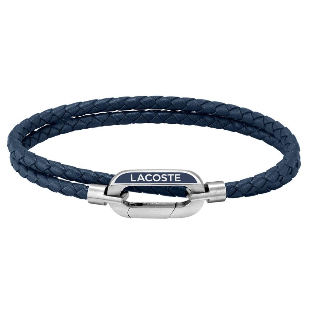 LACOSTE Bracelet Silver Stainless Steel with Blue Leather 2040112