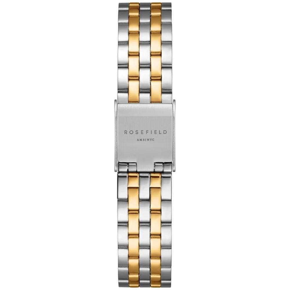 ROSEFIELD The Boxelle White Matte Dial 19.5 x 19.5mm Two Tone Silver & Gold Stainless Steel Bracelet BWDSG-B03