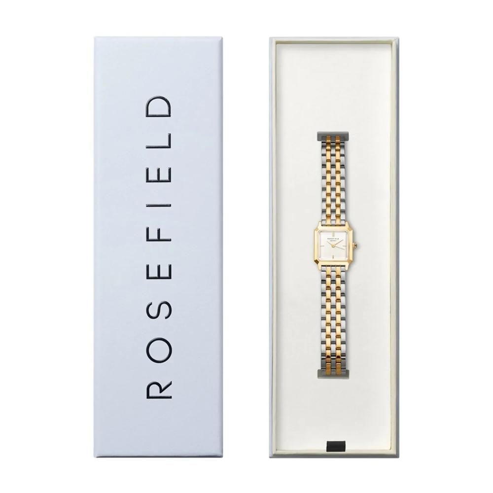 ROSEFIELD The Boxelle White Matte Dial 19.5 x 19.5mm Two Tone Silver & Gold Stainless Steel Bracelet BWDSG-B03 - 6