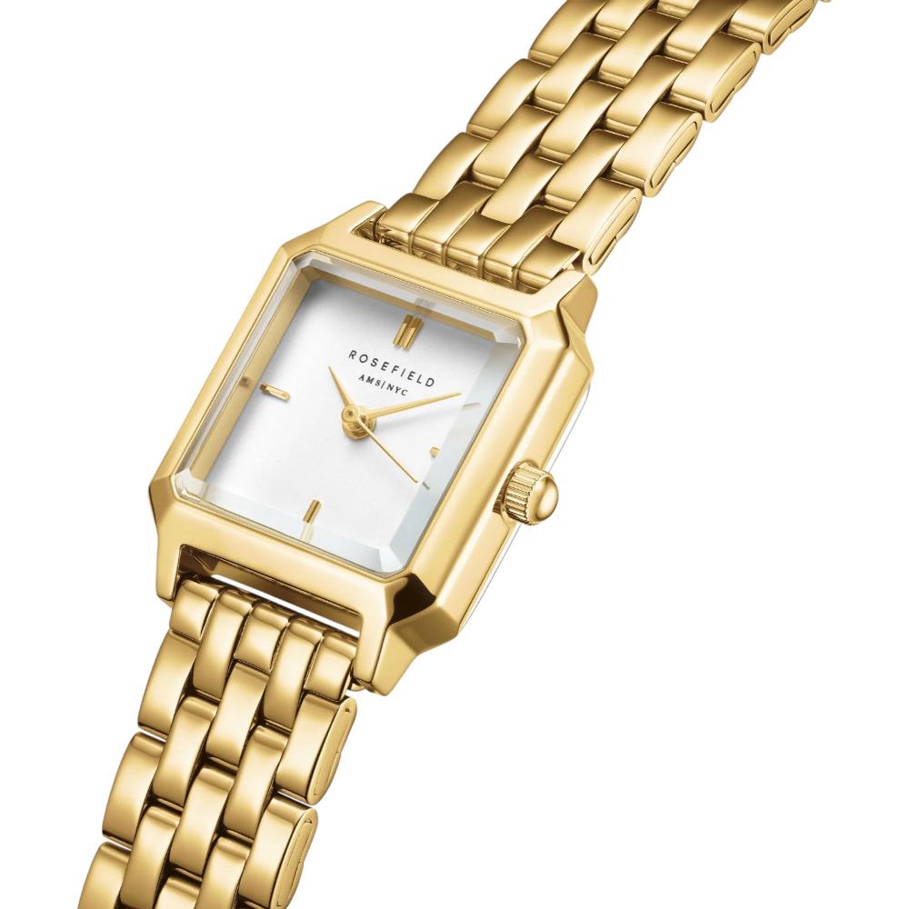 ROSEFIELD The Boxelle White Matte Dial 19.5 x19.5mm Gold Stainless Steel Bracelet BWGSG-B01