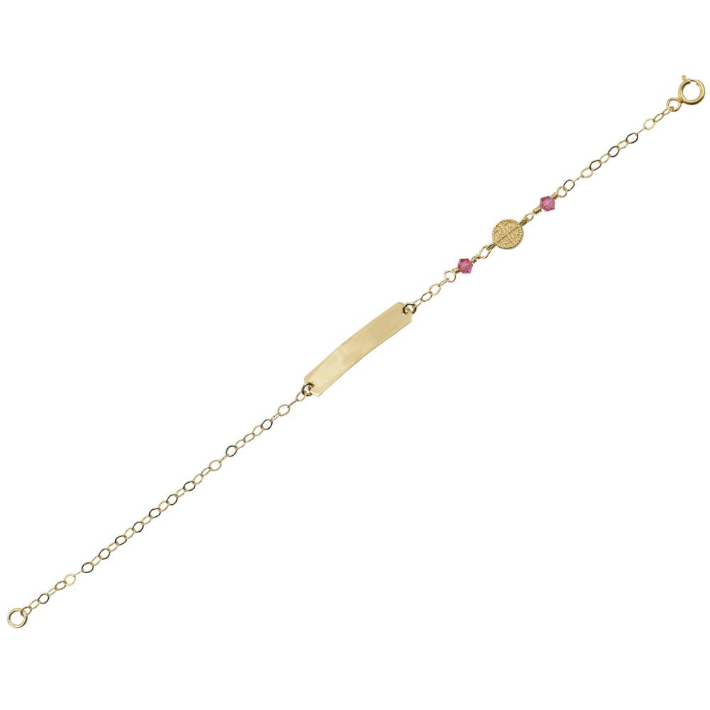 IDENTITY Bracelet with Christian Charm K9 in Yellow Gold with Pink Zircon Stones BZ877Y.K9