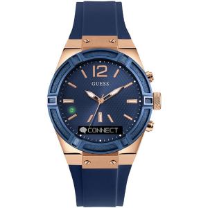GUESS Connect Smartwatch 41mm Rose Gold Stainless Steel Blue Silicon Bracelet C0002M1 - 2871