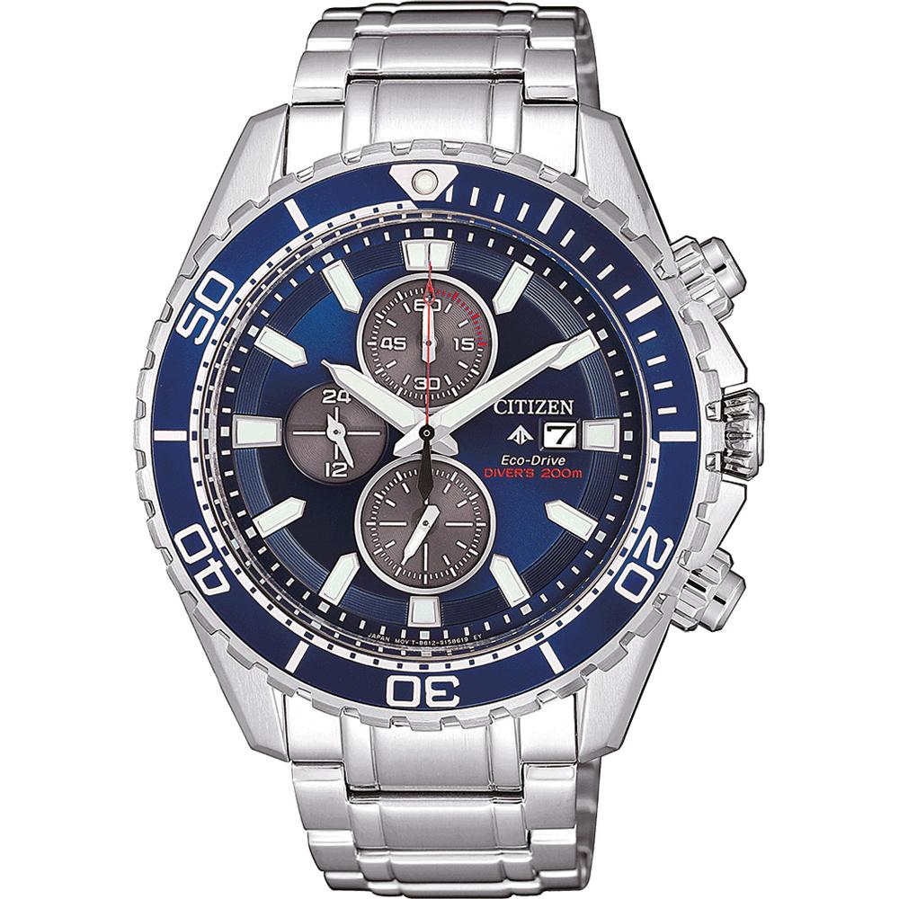 CITIZEN Marine Eco-Drive Chronograph 46mm Silver Stainless Steel Bracelet CA0710-82L
