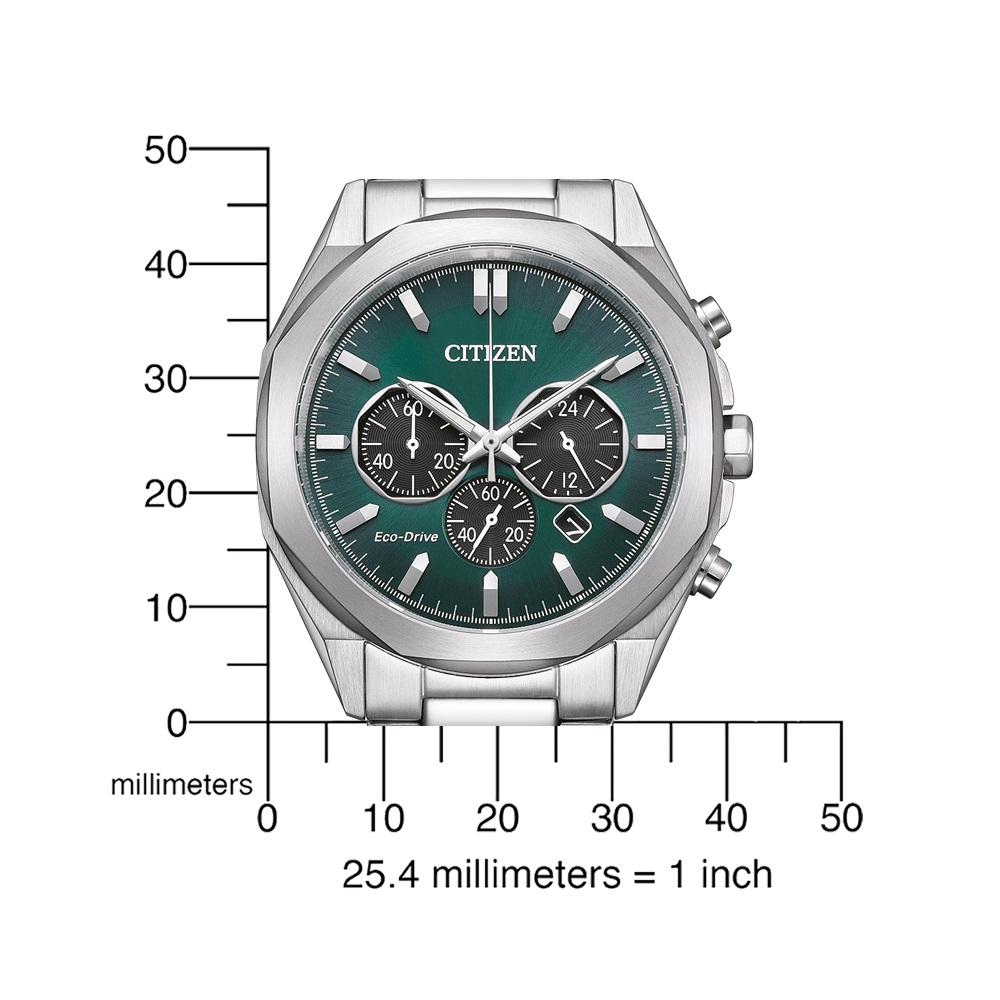 CITIZEN Chronograph Eco-Drive Green Dial 41mm Silver Stainless Steel Bracelet CA4590-81X