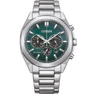 CITIZEN Chronograph Eco-Drive Green Dial 41mm Silver Stainless Steel Bracelet CA4590-81X - 49371