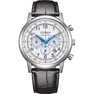CITIZEN Classic Chronograph Eco-Drive White Dial 42mm Silver Stainless Steel Black Leather Strap CA4630-02A - 62069