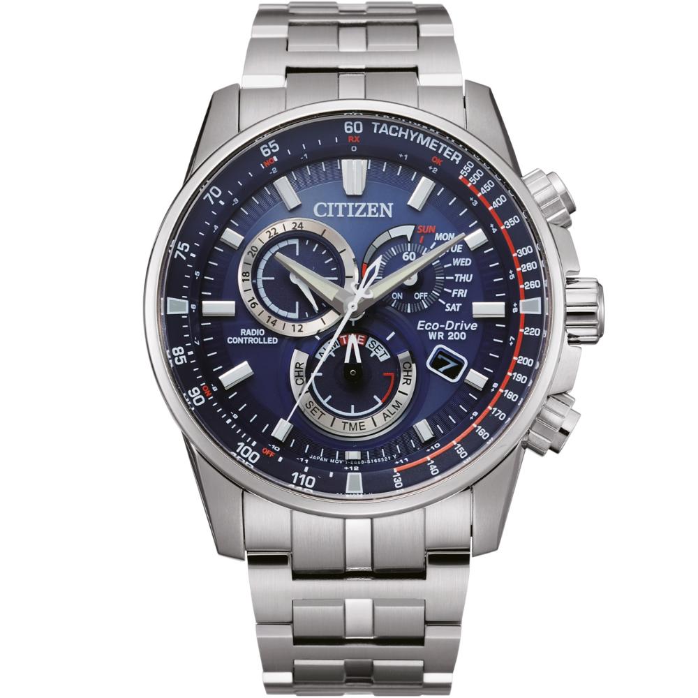 CITIZEN Promaster Sky Eco-Drive Radio Controlled Multifunction Blue Dial 42.5mm Silver Stainless Steel Bracelet CB5880-54L