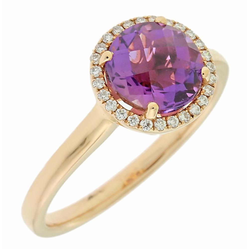 RING Rosette Rose Gold 18K with Amethyst and Brilliants CE600R