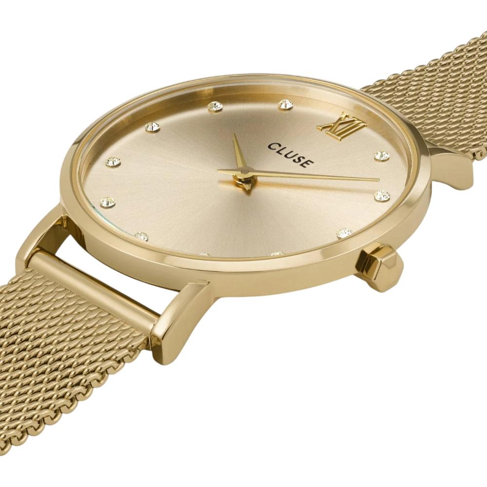 CLUSE Minuit Gold Dial with Crystals 33mm Gold Stainless Steel Mesh Bracelet CW10204