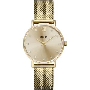 CLUSE Minuit Gold Dial with Crystals 33mm Gold Stainless Steel Mesh Bracelet CW10204 - 54632