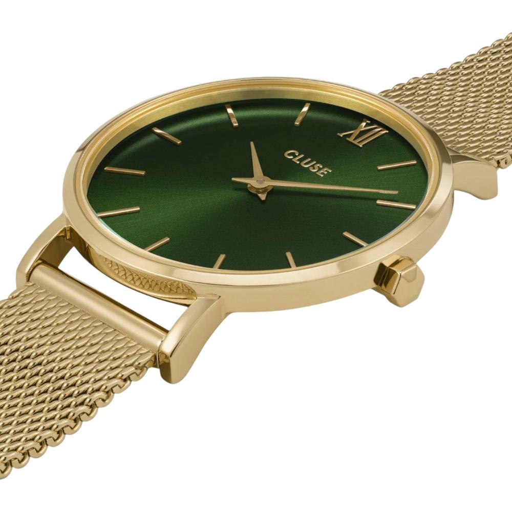 CLUSE Minuit Green Dial 33mm Gold Stainless Steel Mesh Bracelet CW10206