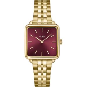 CLUSE La Tetragone Red Dial 28.5mm Gold Stainless Steel Bracelet CW10312 - 54622