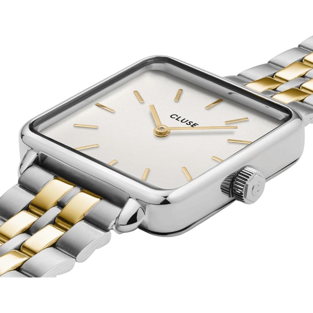 CLUSE La Tetragone White Dial 28.5mm Two-Tone Gold & Silver Stainless Steel Bracelet CW10313