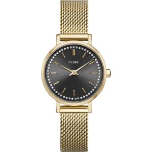 CLUSE Boho Chic Petite Dark Grey Dial with Crystals 28mm Gold Stainless Steel Mesh Bracelet CW10501 - 54577