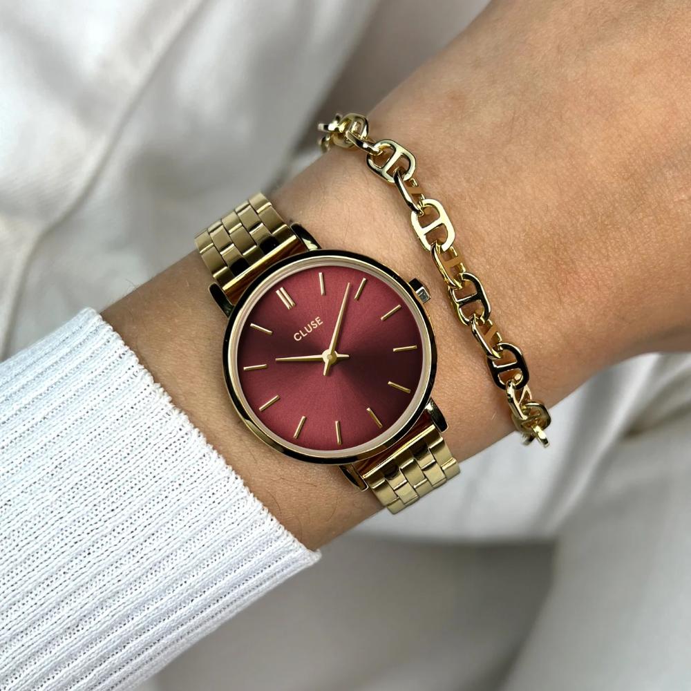 CLUSE Boho Chic Petite Red Dial 28mm Gold Stainless Steel Bracelet CW10505 - 6