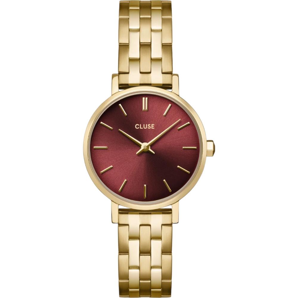 CLUSE Boho Chic Petite Red Dial 28mm Gold Stainless Steel Bracelet CW10505