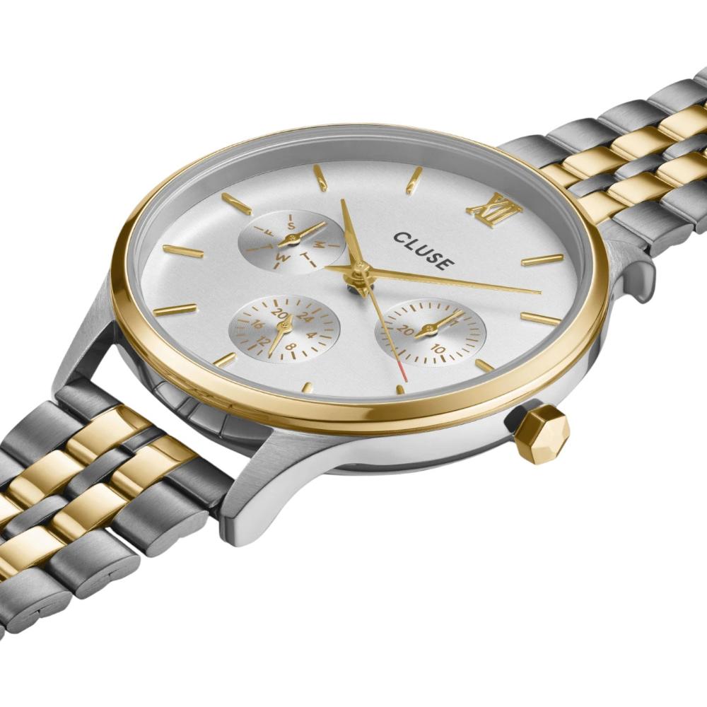 CLUSE Minuit Multifunction White Dial 34mm Two-Tone Gold and Silver Stainless Steel Bracelet CW10704