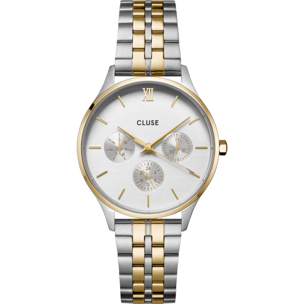 CLUSE Minuit Multifunction White Dial 34mm Two-Tone Gold and Silver Stainless Steel Bracelet CW10704