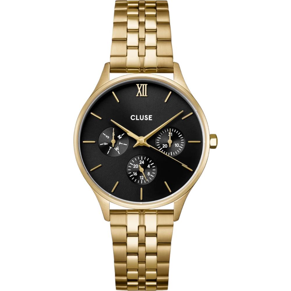 CLUSE Minuit Multifunction Black Dial 34mm Gold Stainless Steel Bracelet CW10707