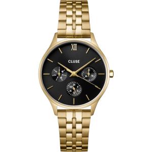 CLUSE Minuit Multifunction Black Dial 34mm Gold Stainless Steel Bracelet CW10707 - 54702