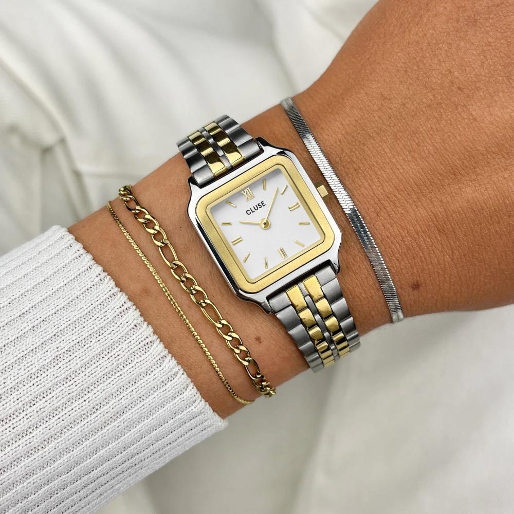 CLUSE Gracieuse Petite White Dial 24mm Two-Tone Gold and Silver Stainless Steel Bracelet CW11801